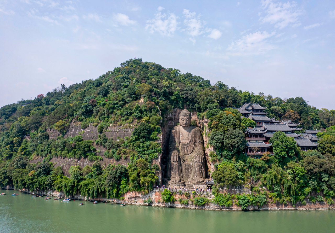Leshan Giant Buddha carved into riverside cliff