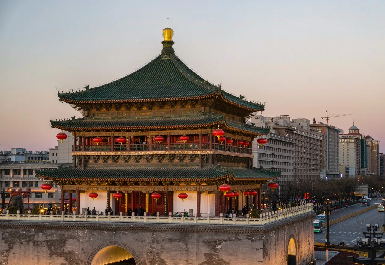 Xi'an Bell Tower at dusk