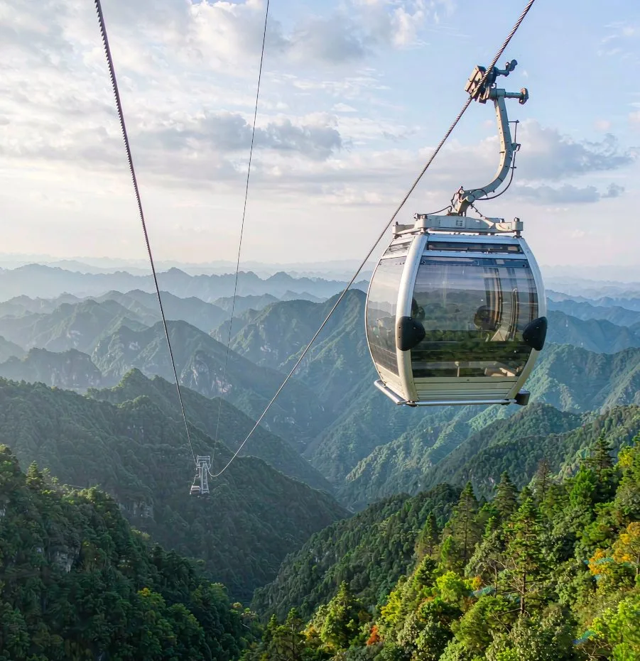 Tianmen Mountain cable car ascending the peaks