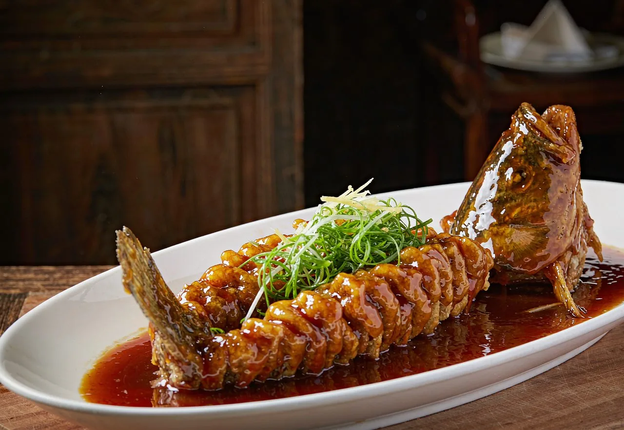 Shandong sweet and sour carp on a plate