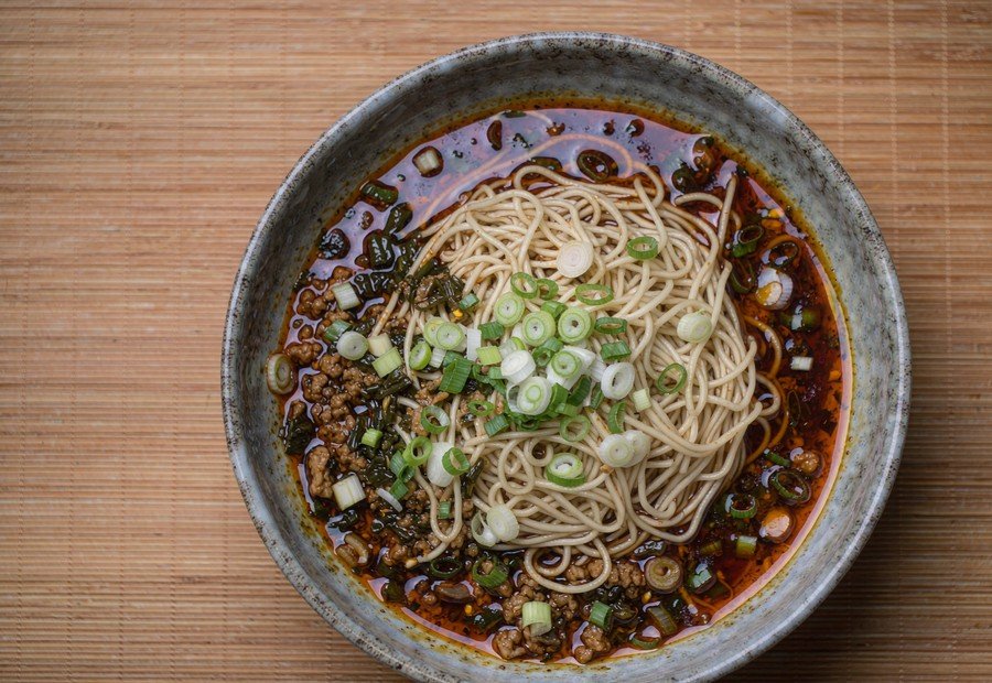 Dan dan noodles in a bowl