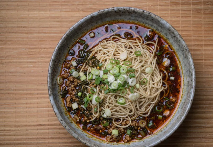 Dan dan noodles in a bowl