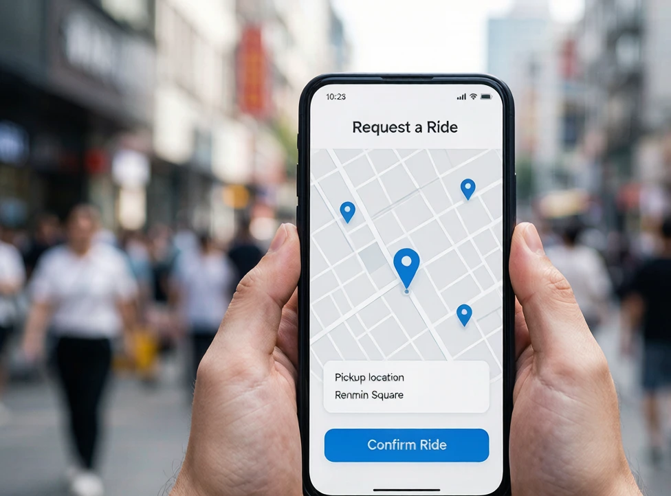 DiDi ride-hailing app English interface on a smartphone