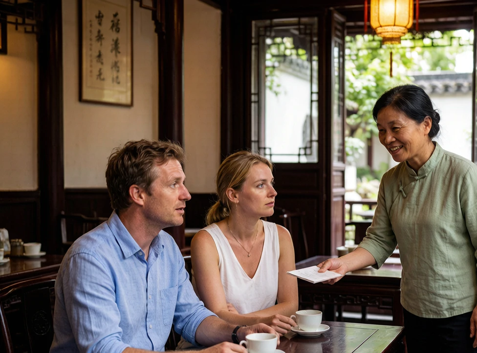 Common tourist scam example: tea house invitation in China