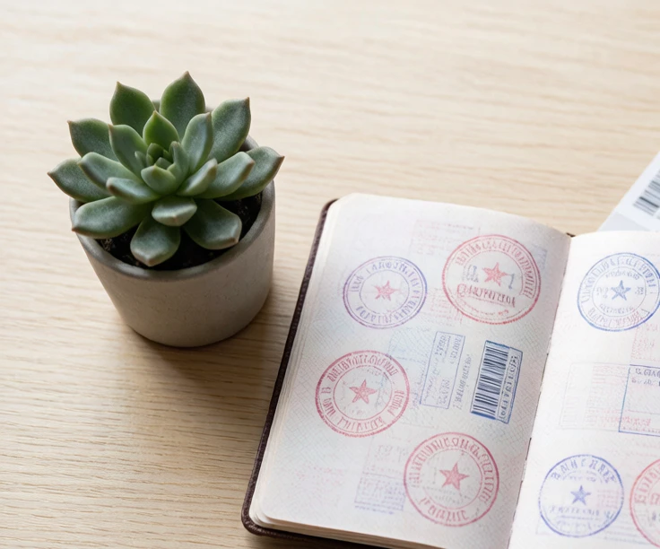 Passport, visa and plane ticket for arriving in China