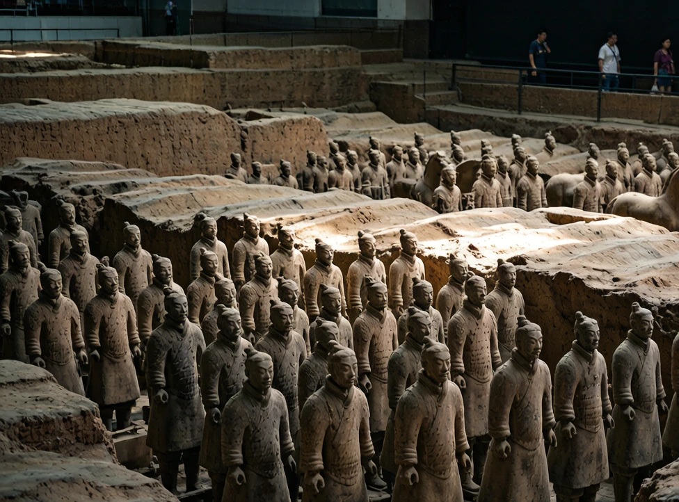 Terracotta Warriors in the Xi'an museum excavation pit